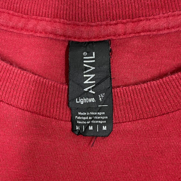 Bass Guitar Graphic Tee Medium Soft Rock N Roll Red White T-Shirt - Picture 4 of 4